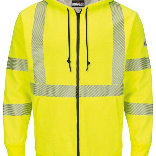 Hi-Visibility Zip-Front Hooded Fleece Sweatshirt with Waffle Lining - Long Sizes Thumbnail