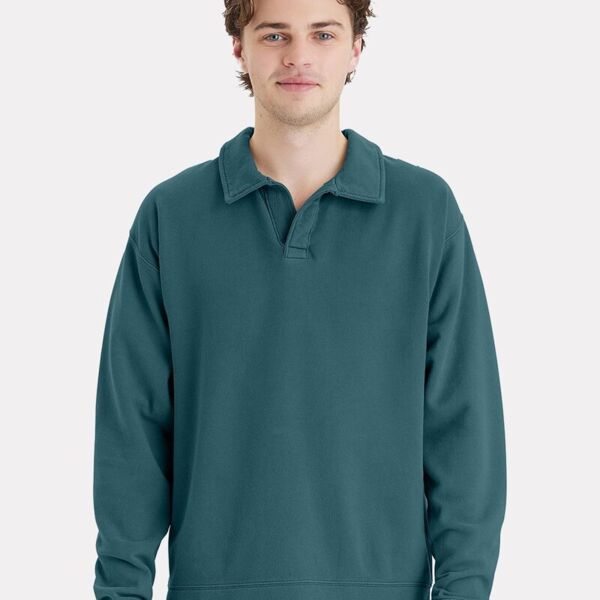 Garment-Dyed Polo Collar Sweatshirt Thumbnail