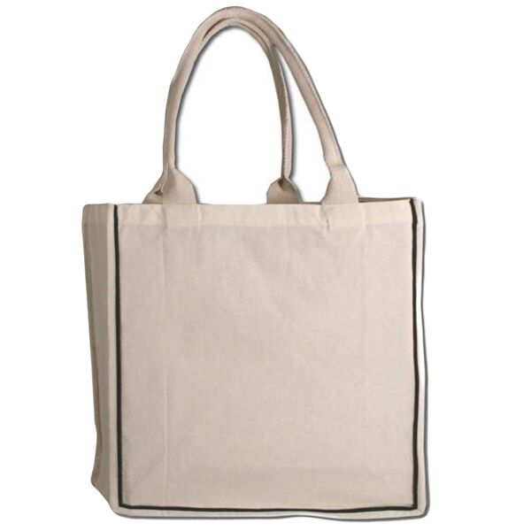 100% Cotton Color Stripe Shopping Tote Bags W/Fancy Handles Thumbnail