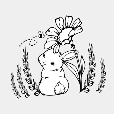 Bunny with flowers-STEA004 Thumbnail